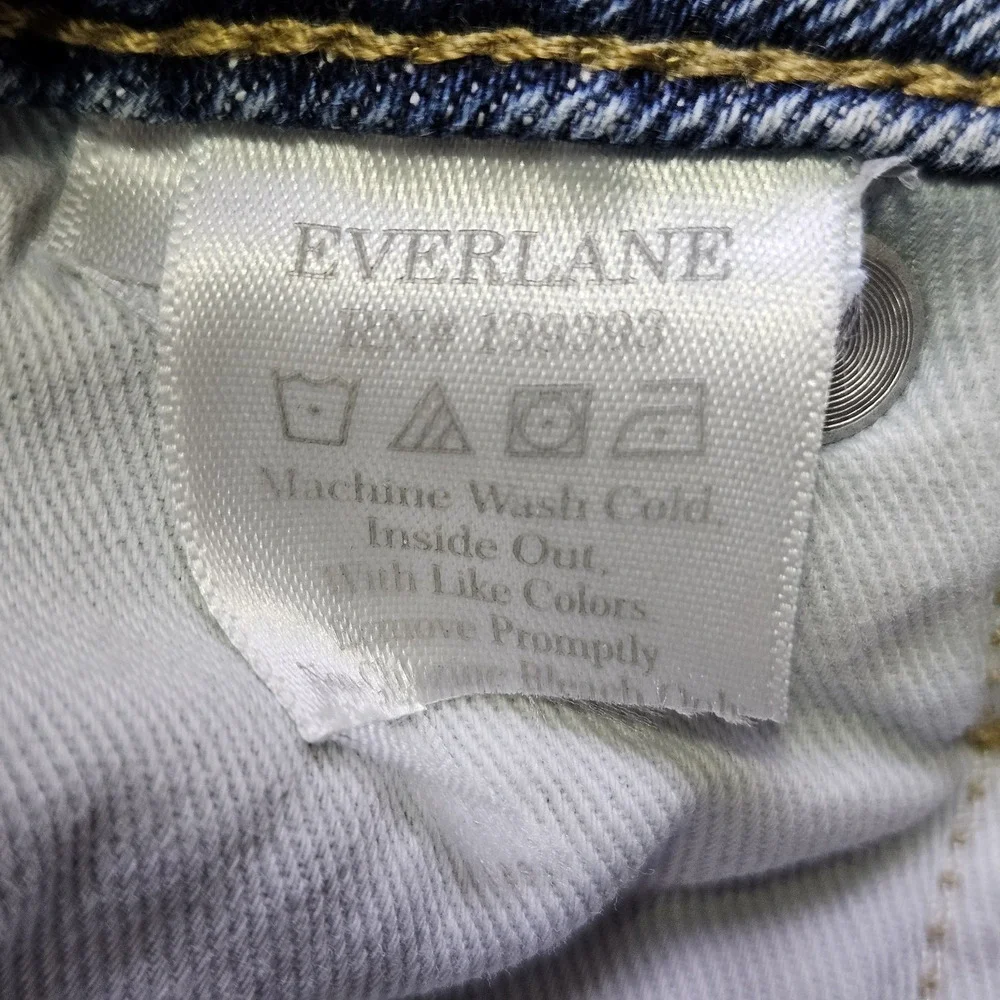 Everlane Curvy Cheeky Jeans Womens 33R 34x28 Organic Cotton Blue Rigid Denim 16